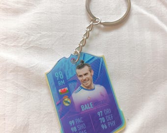 Llavero de Gareth Bale Fut Card / Regalo del Real Madrid para él / Llavero acrílico / Leyenda del fútbol galés / Regalo de tarjeta EA Sports para el fan