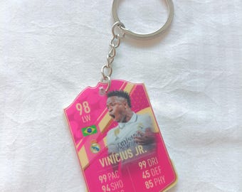 Llavero de Vinicius Jr Fut Card / Regalo de Vini Jr del Real Madrid para él / Llavero acrílico / Estrella del fútbol brasileño / Regalo de tarjeta EA Sports