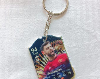 Bruno Fernandes Manchester United Fut Card Keychain | Football Gift for Him | Acrylic Keychain | Man Utd Captain | Portugal Star Gift