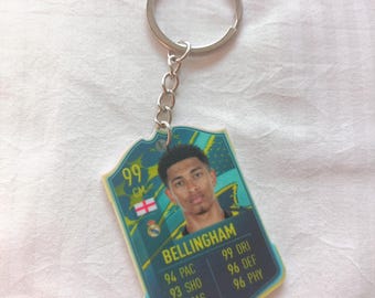 Jude Bellingham fotbollskort nyckelring | Real Madrid present till honom | Akrylnyckelring | Englands fotbollsstjärna | EA Sports-kort present till fan
