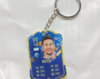 Messi PSG FC24 Fut-kortnyckelring | Argentinas VM-present till honom | Akrylnyckelring | Samlare från Paris-eran | EA Sports-kortpresent