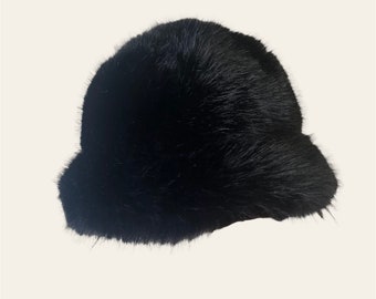 Sombrero de cubo peludo, sombrero de cubo de piel sintética, sombrero de cubo, sombrero peludo negro, sombrero de cubo, sombrero de cubo negro, regalo del día de San Valentín, regalo para ella