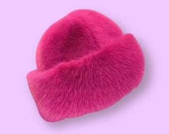 Sombrero de pescador peludo, sombrero de pescador de piel sintética, sombrero de pescador, sombrero de pescador rosa, sombrero de pescador, regalo del día de San Valentín, regalo para ella