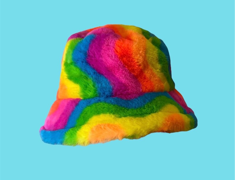 Furry Bucket Hat Faux Fur Bucket Hat Tye Dye Bucket Hat Etsy