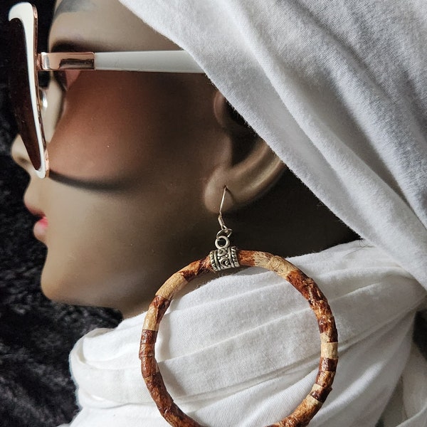 Tapa cloth (Siapo) dangling earrings