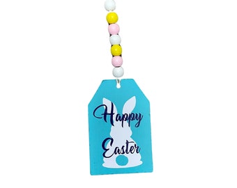 Custom Made Wood Tag - "Happy Easter"