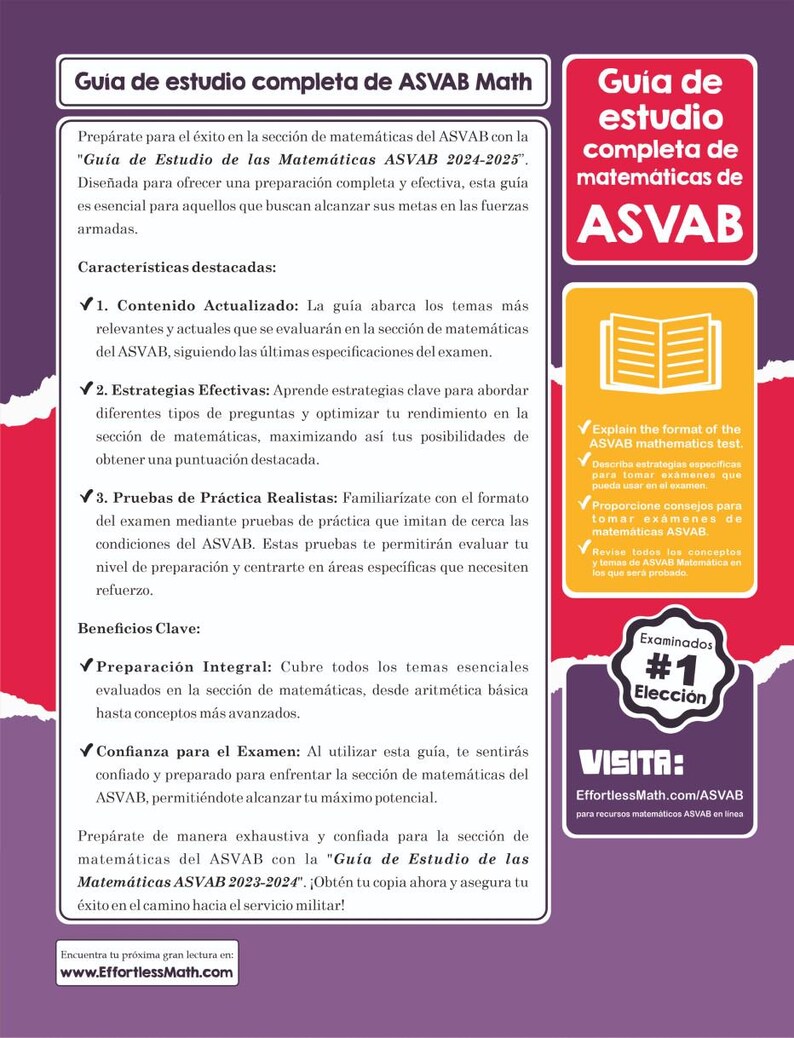 Guía De Estudio De Las Matemáticas ASVAB - Etsy