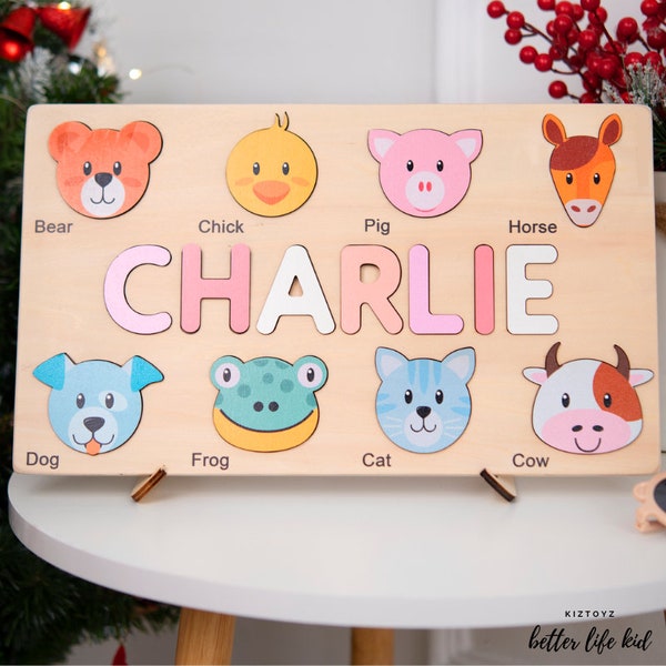 Personalized Wooden Name Puzzle Board With Pegs| 1st Birthday Gift For Girl Boy| Custom Baby Name Puzzle Board For Toddler, Kids Wooden Toys