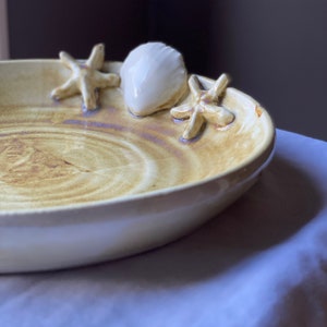 Handmade Nautical Sea Shell & Starfish Decorative Plate
