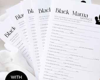 Iconic Black Mama Sayings, African American Baby Shower Game, Funny Black Mom Phrases, Culture-Based Baby Shower Activity, Instant Download