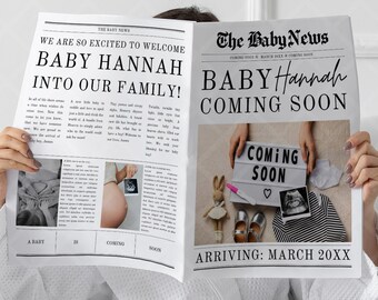 Baby News Newspaper, Baby On The Way Newspaper, Newspaper Baby Announcement Print, New Baby Announcement Newspaper, Newspaper Baby PRINTABLE