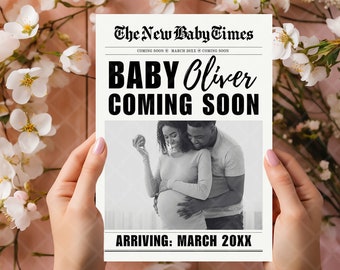 Pregnancy Announcement Newspaper Baby, Custom Baby Announcement Newspaper, Baby Coming Newspaper, Newspaper Baby Announcement PRINTABLE DIY