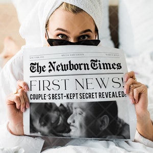 New Baby Announcement Newspaper Template, Printable Large Tabloid, Pregnancy Reveal New Parents Announcement, Custom Baby on the Way, CANVA