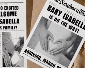 Editable Newspaper Baby, A Baby Is Coming Soon Newspaper Template, Baby On The Way Newspaper, Newspaper With Baby Announcement, Download