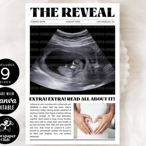 Gender Reveal Newspaper Template, Announcement Newspaper, Custom Newspaper Print Baby, Vintage Newspaper Baby Announcement, Baby Coming Soon