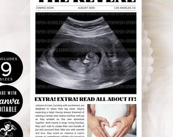 Gender Reveal Newspaper Template, Announcement Newspaper, Custom Newspaper Print Baby, Vintage Newspaper Baby Announcement, Baby Coming Soon