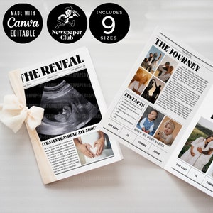 New Baby Announcement Newspaper, The Baby Times Newspaper, Editable Baby Announcement Template, Newspaper Pregnancy Gender Reveal, CANVA