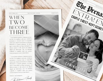 New Baby Reveal Template, Baby Coming Soon Newspaper Announcement, Newborn Baby News, Pregnancy News Printable, Instant Download, CANVA