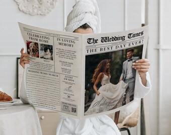 Custom Wedding Newspaper Template, Photo Ceremony, DIY Printable (Digital Download)