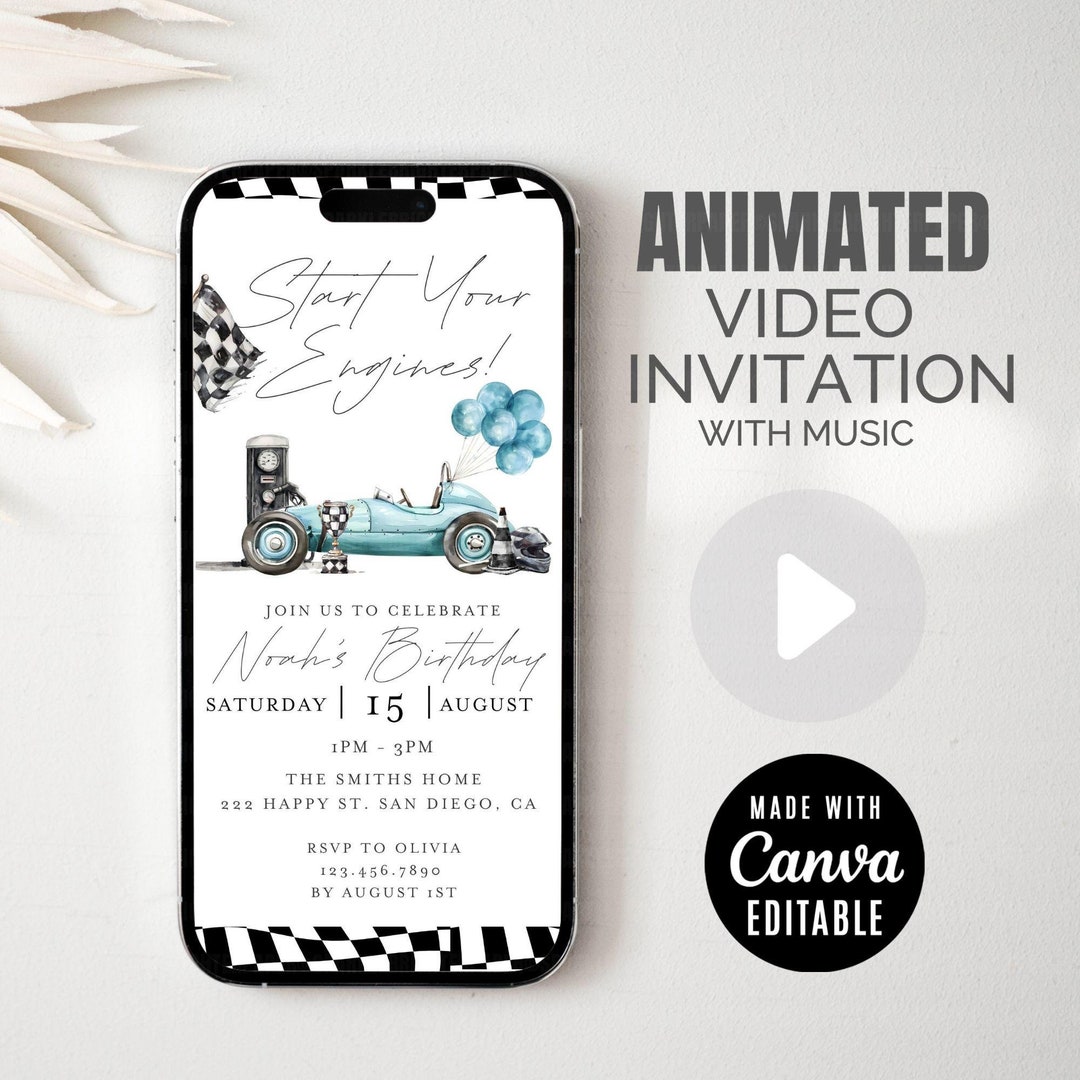 F1 Racing Birthday Invitation, Animated Go Kart Race on Over Bday ...