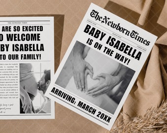 Custom Newspaper Baby, A Baby Is Coming Soon Newspaper, Baby On The Way Newspaper, Newspaper With Baby Announcement, Instant Download