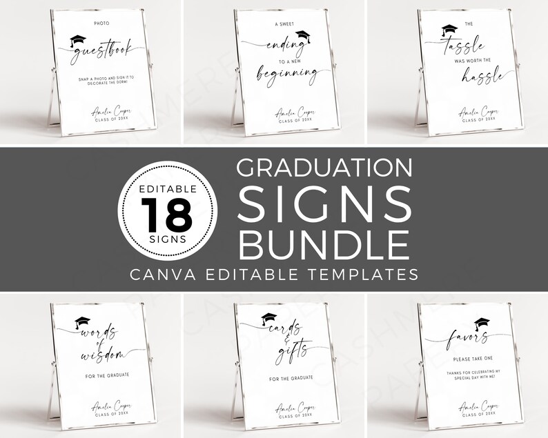 Craft Paper Graduation Sign Graduation Party Signs CANVA Template Bundle, Graduation Party Sign ...