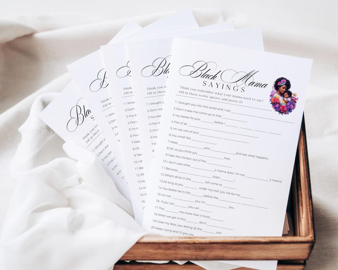 Things Black Moms Say Baby Shower Game, African American Party