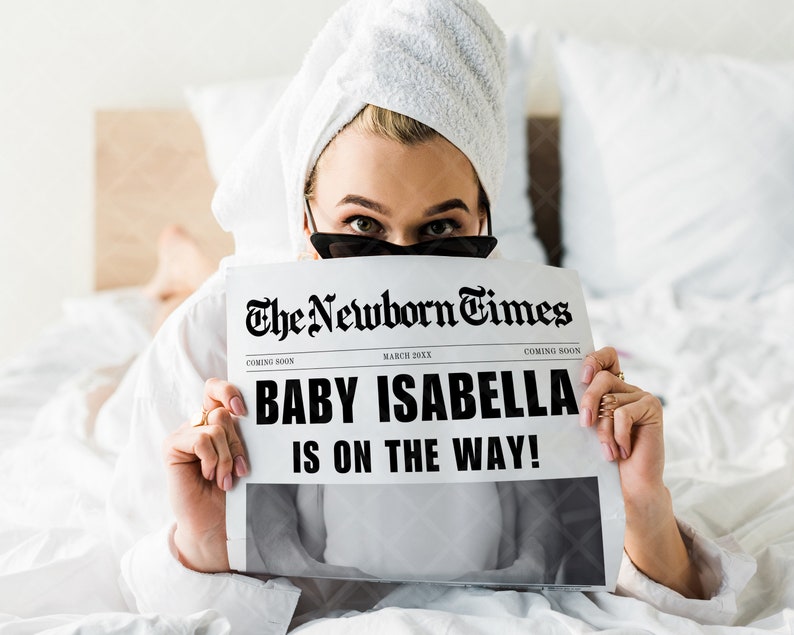 Baby Coming Soon Newspaper Announcement Pregnancy Large Newspaper Canva