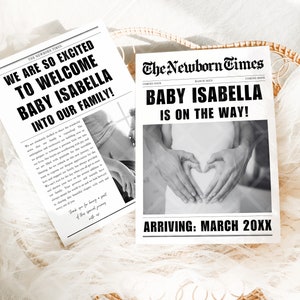 Baby Coming Soon Newspaper Announcement Template, Baby On The Way Newspaper, New Baby Announcement Newspaper, Newspaper Baby Announcements