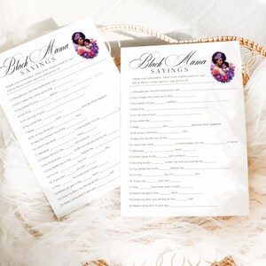 Things Black Moms Say Baby Shower Game, African American Party