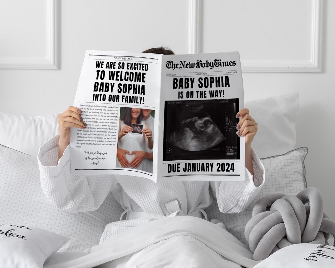Newspaper Baby Announcement Print Baby is Coming Etsy