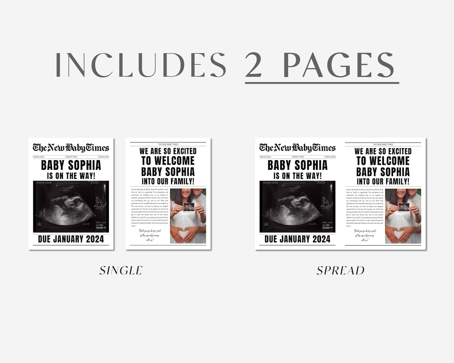 Newspaper Baby Announcement Print Baby is Coming Etsy