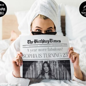 Newspaper Digital CANVA Birthday Template, Newspaper Birthday Announcement, Editable Celebrant Photos, Unique Birthday Ideas Party Decor