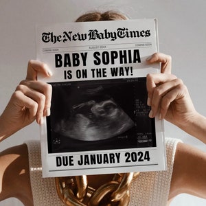 New Baby Announcement Newspaper, Baby Coming Soon Newspaper, Baby Coming Soon Newspaper Announcement, Baby Announcement Newspaper Canva DIY