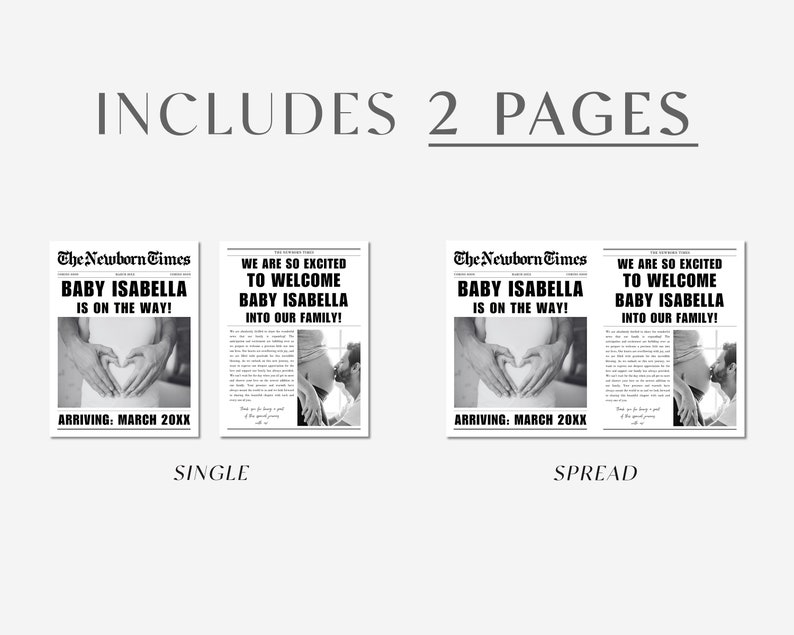 Custom Baby Announcement Newspaper, Newspaper With Baby Announcement