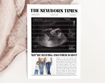 Vintage Newspaper New Baby Announcement, Pregnancy Announcement Newspaper Template, Editable Newspaper Baby, Gender Reveal Newspaper, CANVA