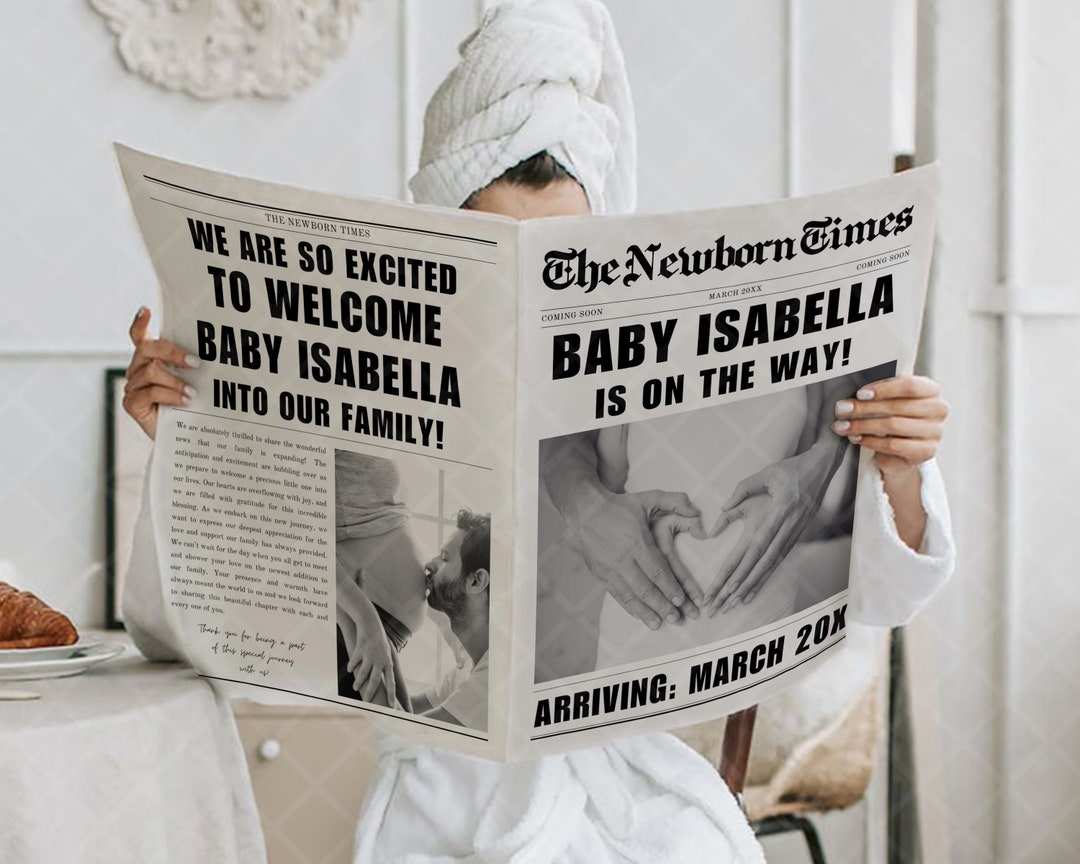 Custom Baby Announcement Newspaper, Baby News Newspaper, Baby Reveal