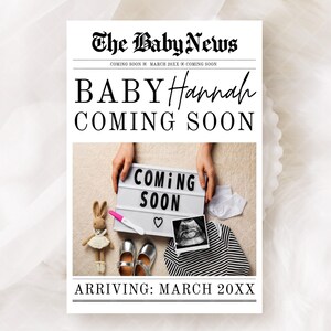 Baby On The Way Newspaper Digital Template, New Baby Announcement Newspaper For Baby Shower Newspaper Reveal Party, Instant Download, CANVA