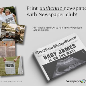 New Baby Announcement Newspaper Baby On the Way Pregnancy Reveal Large Custom Newspaper Template for Baby Shower, CANVA DIY Download image 6