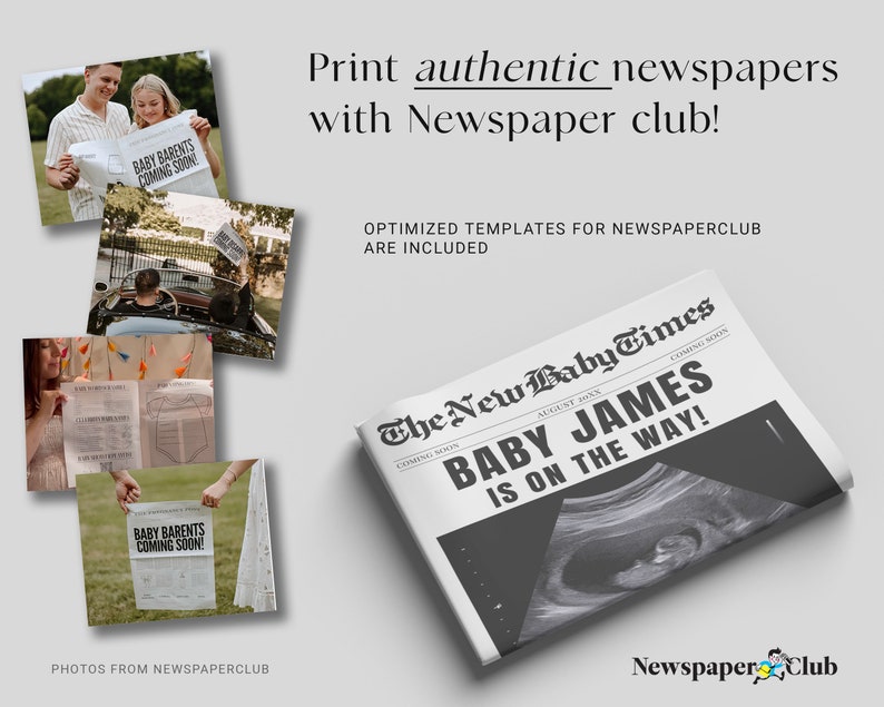 New Baby Announcement Newspaper Baby On the Way Pregnancy Reveal Large Custom Newspaper Template for Baby Shower, CANVA DIY Download image 6