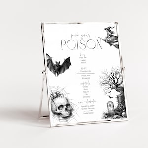 Spiderweb Halloween Bar Menu, Pick Your Poison! Halloween Party Bar Menu 8x10 Editable Drinks Menu, Printable Spooky Decorations, CANVA