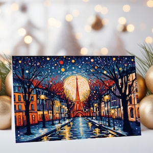 10x Paris Winter Scene / Christmas Card / Festive Greeting Card (Pack of 10) / Art Greeting Card