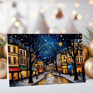 10x Paris Winter Scene / Christmas Card / Festive Greeting Card (Pack of 10) / Art Greeting Card