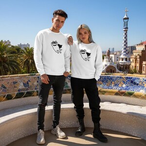 Super Cat Graphic Sweatshirt: Unisex Cotton-Blend Crewneck