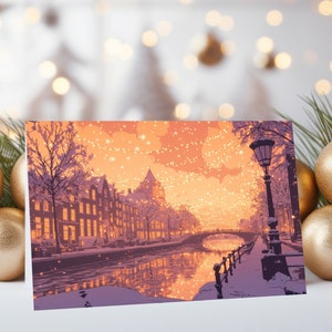Cartão de felicitações festivo de Amsterdã, impressão em casa, download instantâneo, tamanho A5 e menor