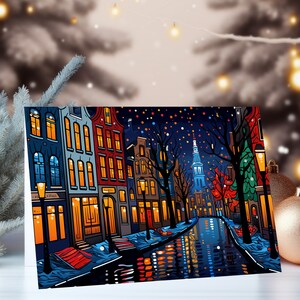 Tarjeta festiva digital de Ámsterdam, descarga instantánea e impresión, tamaño A5 y más pequeño