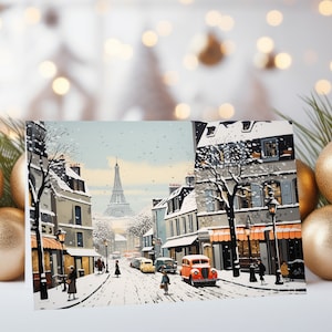 10x Paris Winter Scene / Christmas Card / Festive Greeting Card (Pack of 10) / Art Greeting Card