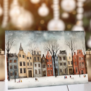 10x Amsterdam Winter Scene / Biglietto di Natale / Biglietto di auguri festivo (confezione da 10) / Biglietto di auguri artistico