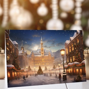 10 scènes d'hiver viennoises / Cartes de Noël / Cartes de voeux festives (Lot de 10) / Cartes de voeux artistiques