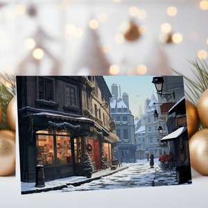 10x Paris Winter Scene / Christmas Card / Festive Greeting Card (Pack of 10) / Art Greeting Card